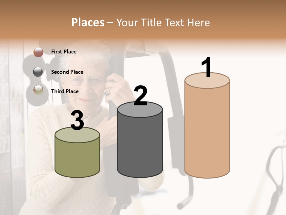 Senior Woman With Fitness Machine Over White Background. Shallow Dof. PowerPoint Template