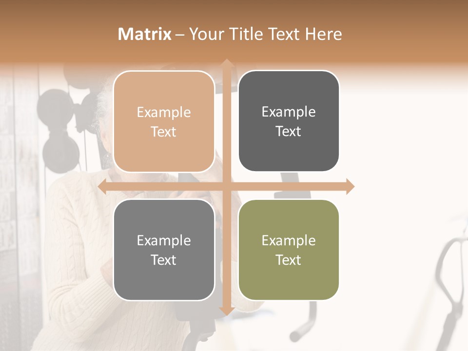 Senior Woman With Fitness Machine Over White Background. Shallow Dof. PowerPoint Template