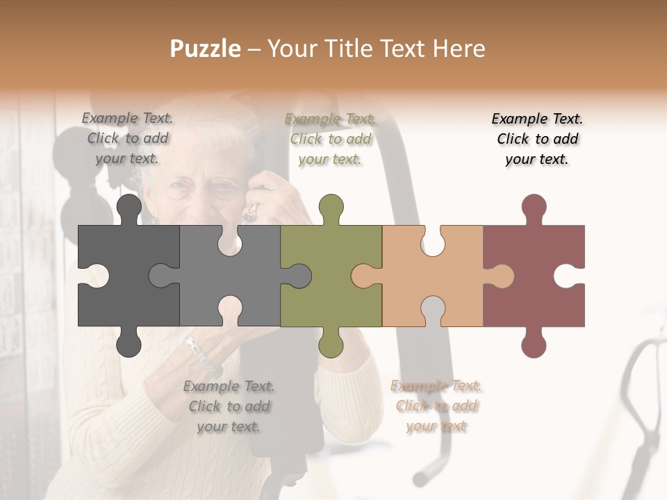 Senior Woman With Fitness Machine Over White Background. Shallow Dof. PowerPoint Template