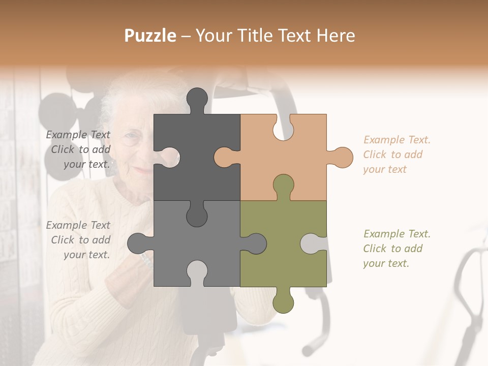 Senior Woman With Fitness Machine Over White Background. Shallow Dof. PowerPoint Template