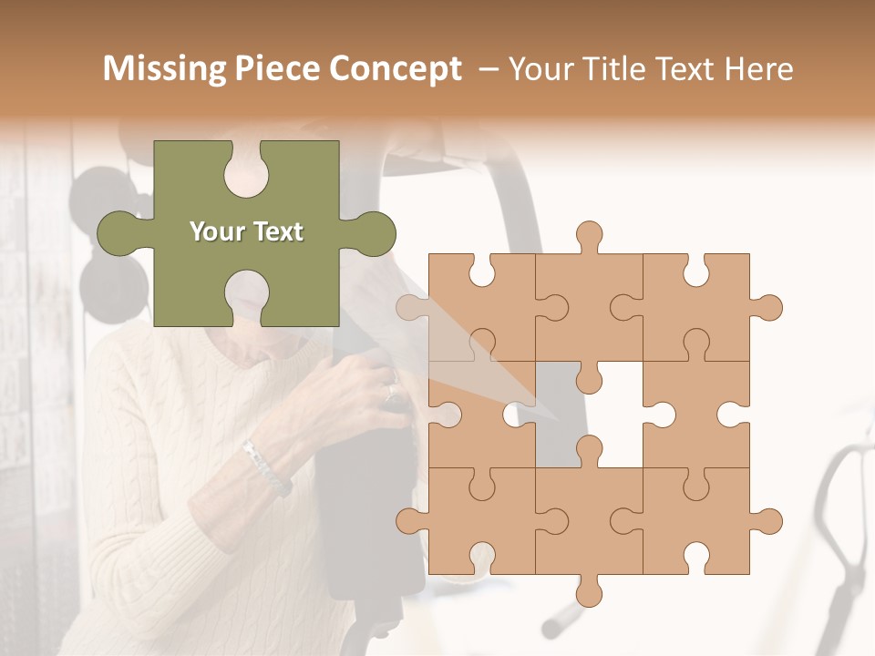 Senior Woman With Fitness Machine Over White Background. Shallow Dof. PowerPoint Template