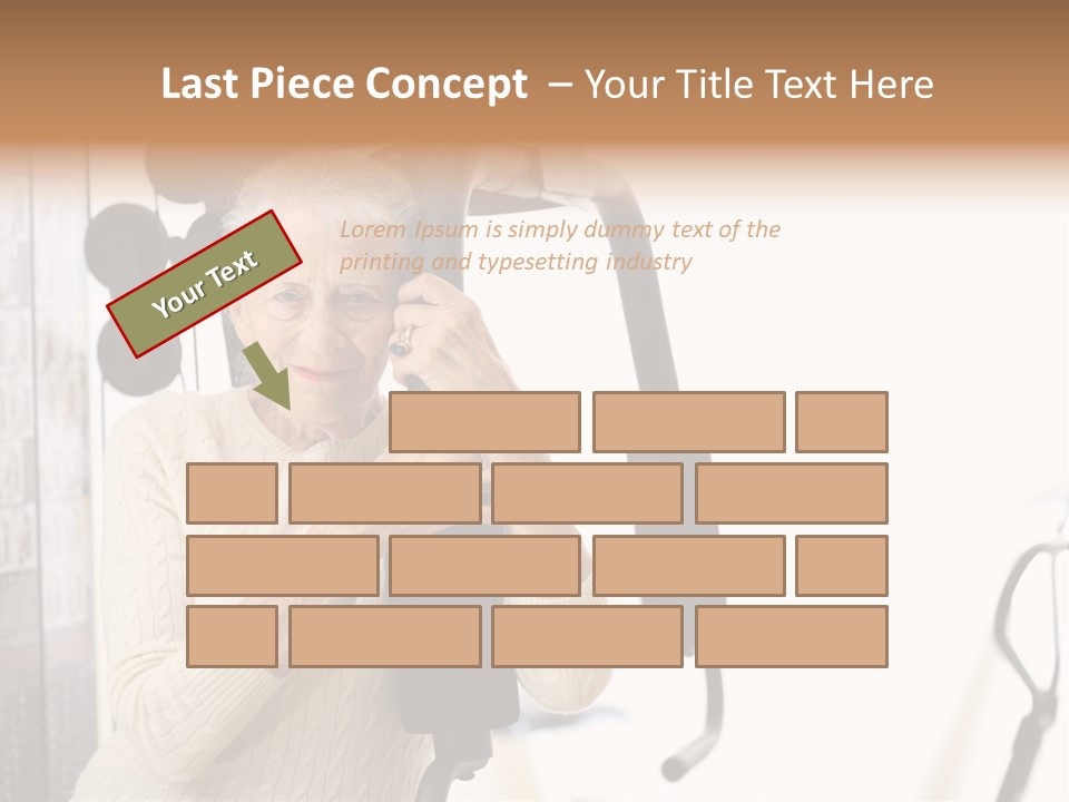 Senior Woman With Fitness Machine Over White Background. Shallow Dof. PowerPoint Template