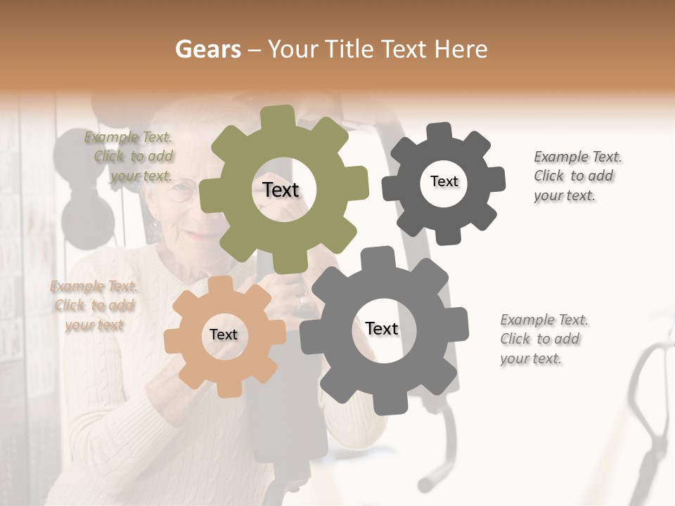 Senior Woman With Fitness Machine Over White Background. Shallow Dof. PowerPoint Template