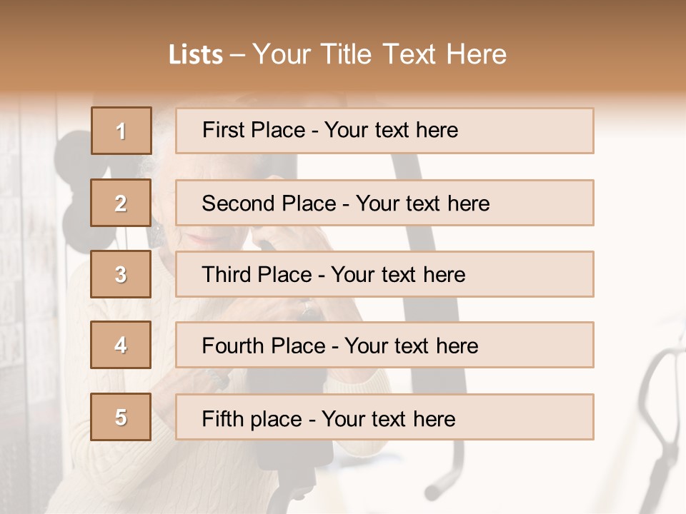 Senior Woman With Fitness Machine Over White Background. Shallow Dof. PowerPoint Template