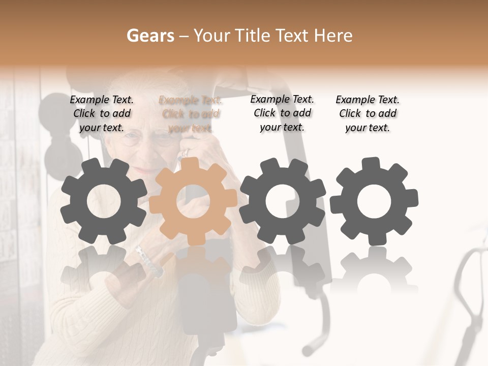 Senior Woman With Fitness Machine Over White Background. Shallow Dof. PowerPoint Template