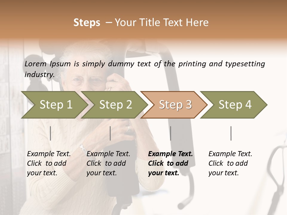 Senior Woman With Fitness Machine Over White Background. Shallow Dof. PowerPoint Template