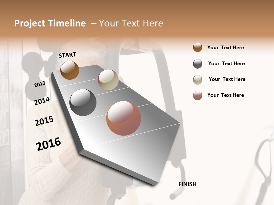 Senior Woman With Fitness Machine Over White Background. Shallow Dof. PowerPoint Template