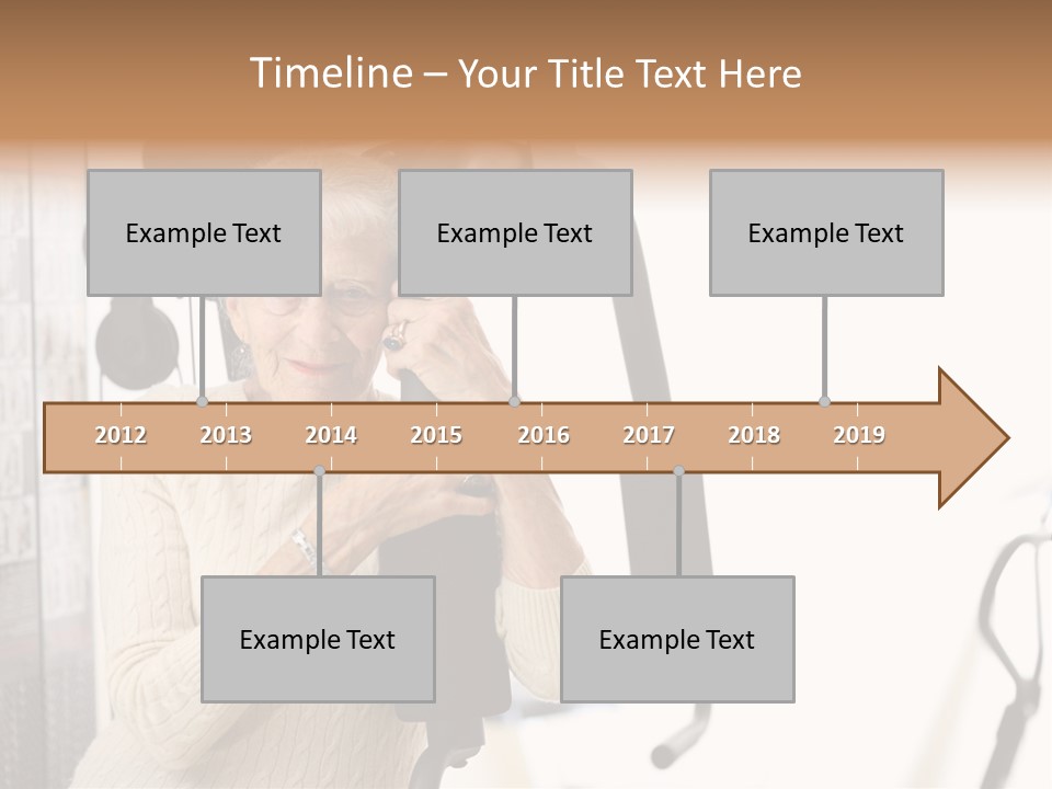 Senior Woman With Fitness Machine Over White Background. Shallow Dof. PowerPoint Template