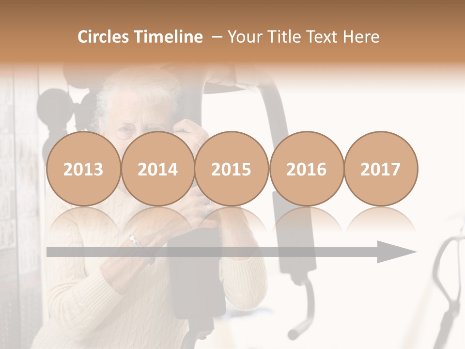 Senior Woman With Fitness Machine Over White Background. Shallow Dof. PowerPoint Template