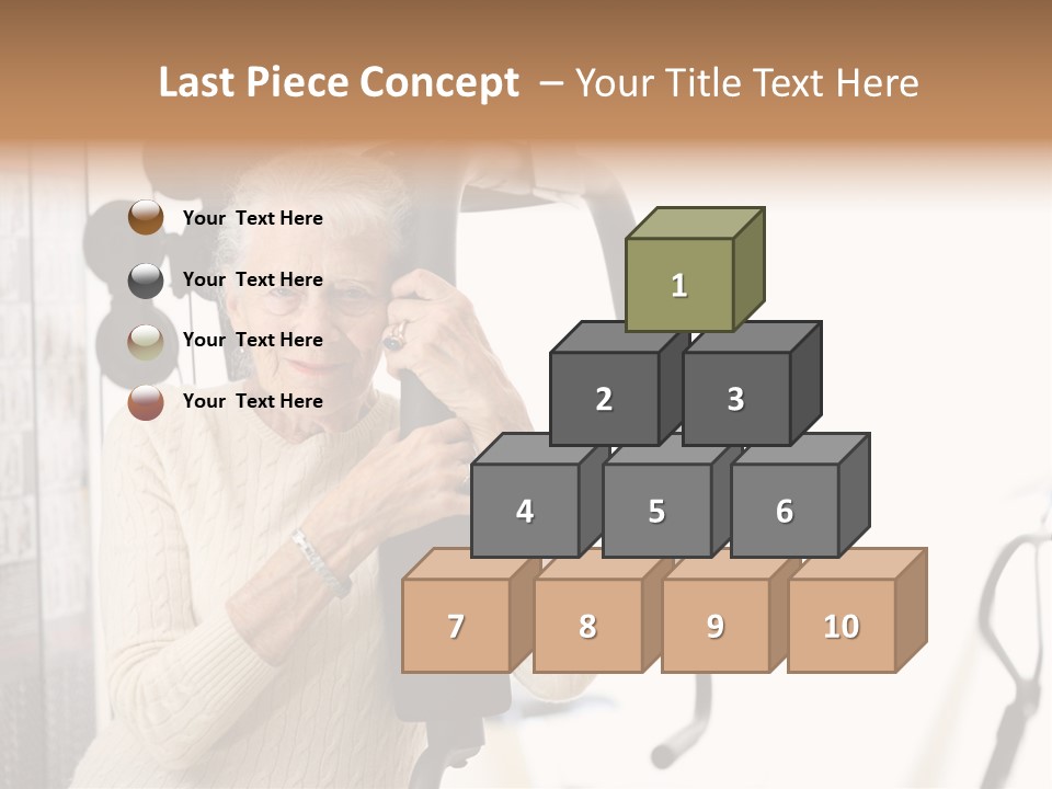 Senior Woman With Fitness Machine Over White Background. Shallow Dof. PowerPoint Template