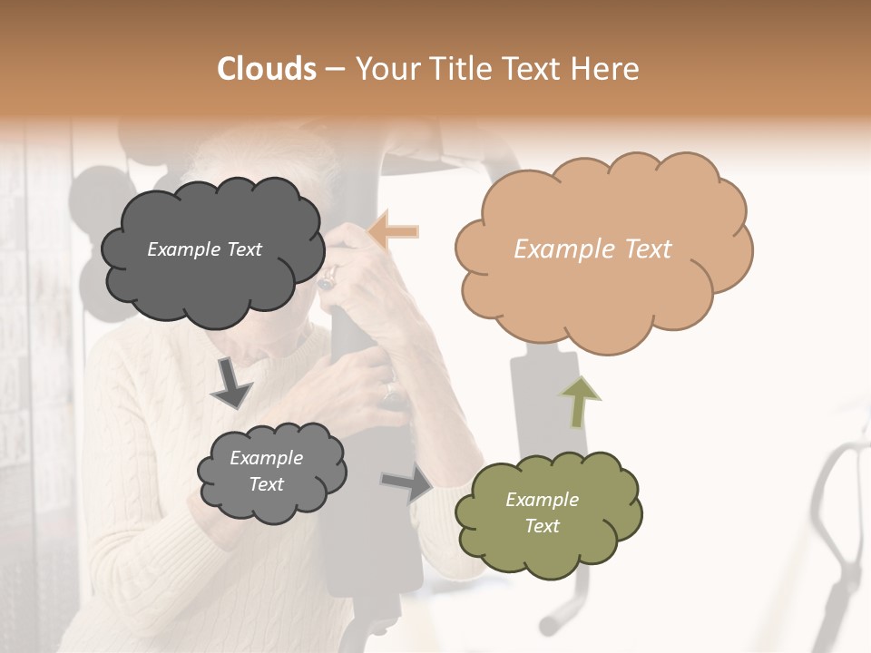 Senior Woman With Fitness Machine Over White Background. Shallow Dof. PowerPoint Template