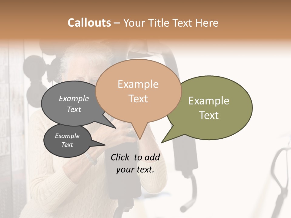 Senior Woman With Fitness Machine Over White Background. Shallow Dof. PowerPoint Template