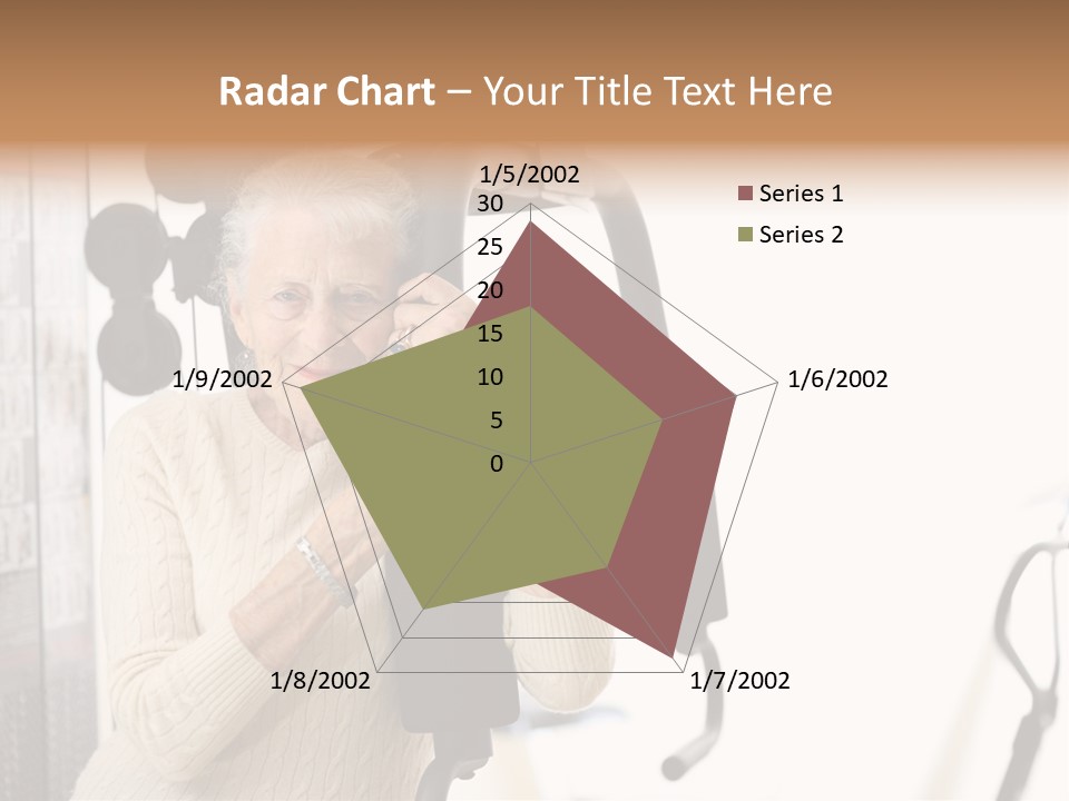 Senior Woman With Fitness Machine Over White Background. Shallow Dof. PowerPoint Template