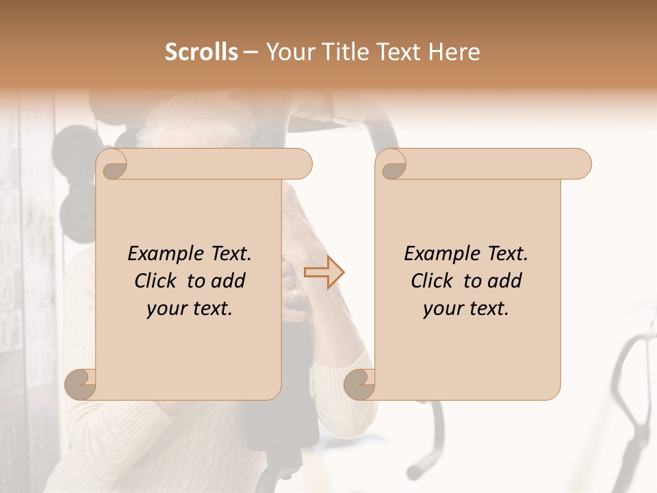 Senior Woman With Fitness Machine Over White Background. Shallow Dof. PowerPoint Template