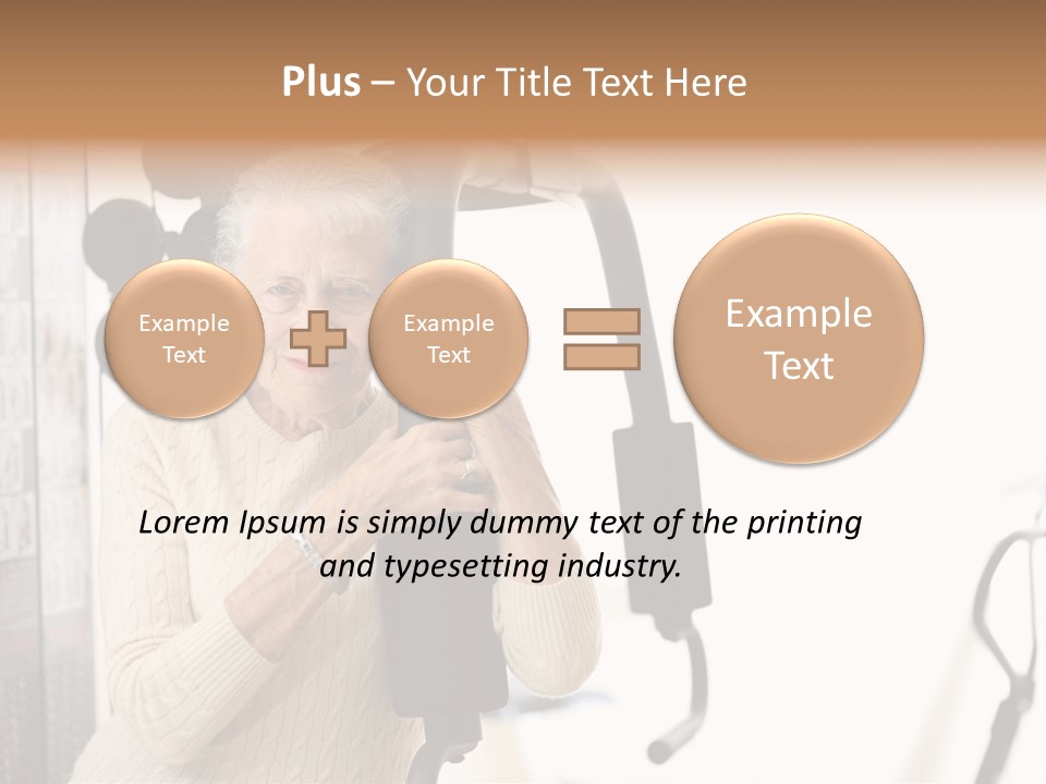 Senior Woman With Fitness Machine Over White Background. Shallow Dof. PowerPoint Template