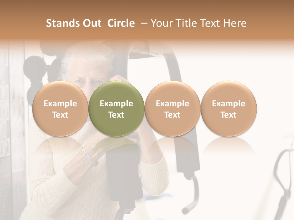 Senior Woman With Fitness Machine Over White Background. Shallow Dof. PowerPoint Template