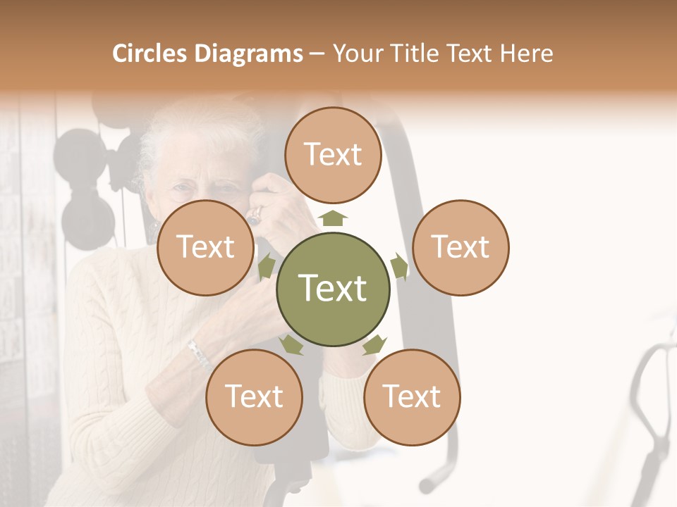 Senior Woman With Fitness Machine Over White Background. Shallow Dof. PowerPoint Template