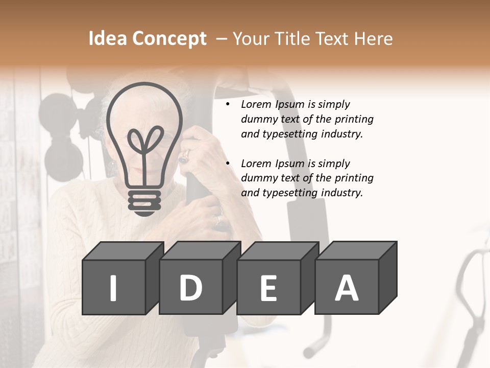 Senior Woman With Fitness Machine Over White Background. Shallow Dof. PowerPoint Template