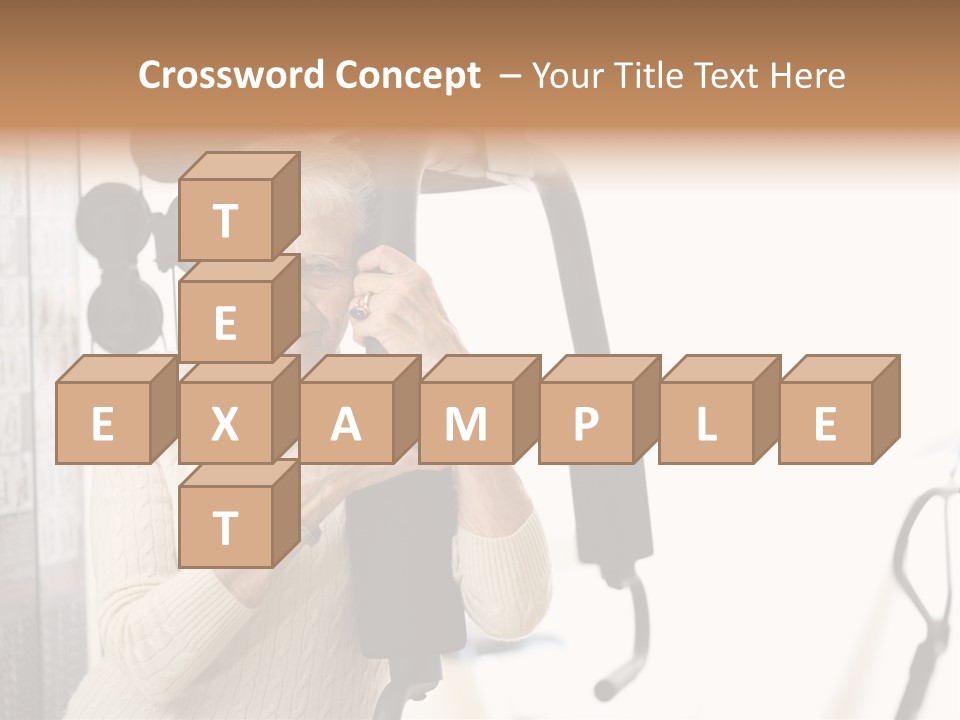 Senior Woman With Fitness Machine Over White Background. Shallow Dof. PowerPoint Template