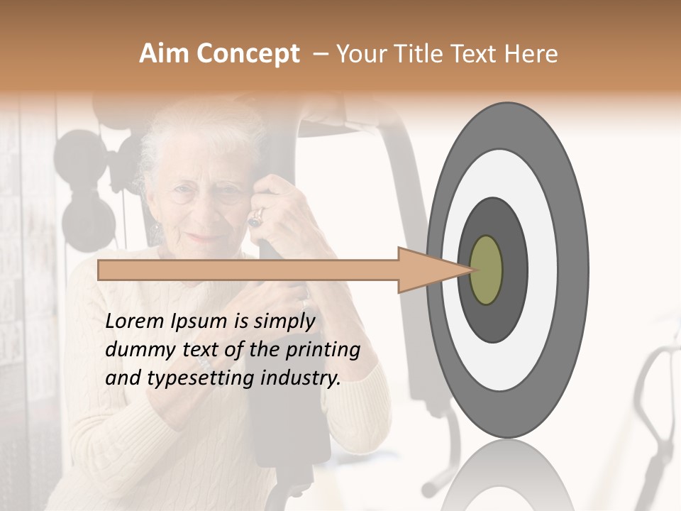 Senior Woman With Fitness Machine Over White Background. Shallow Dof. PowerPoint Template