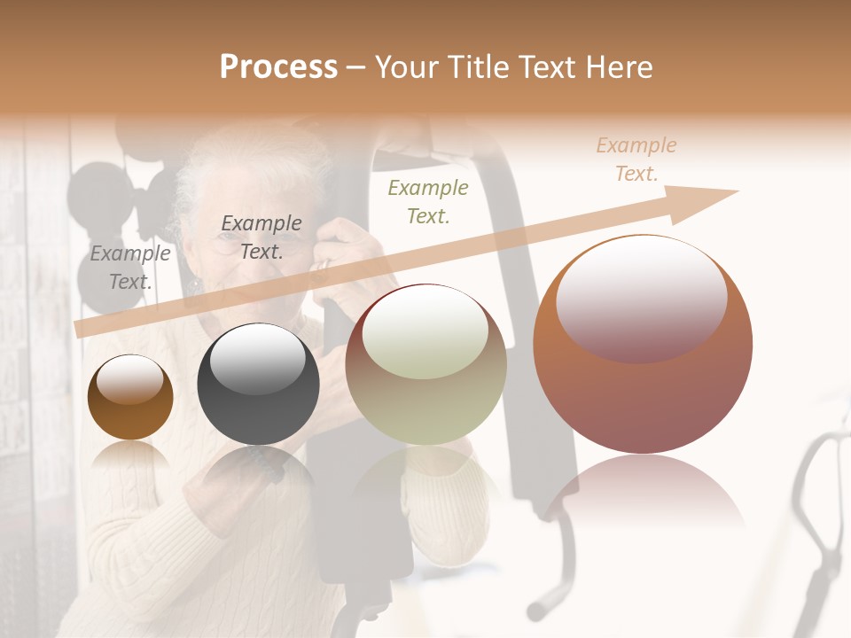 Senior Woman With Fitness Machine Over White Background. Shallow Dof. PowerPoint Template