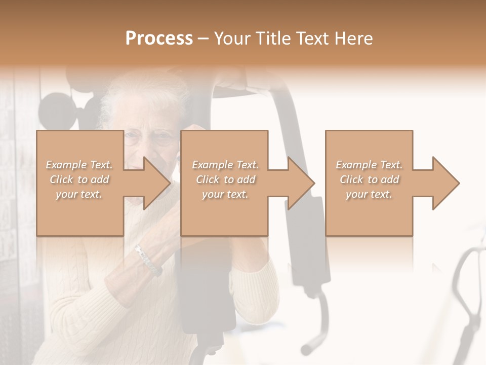 Senior Woman With Fitness Machine Over White Background. Shallow Dof. PowerPoint Template