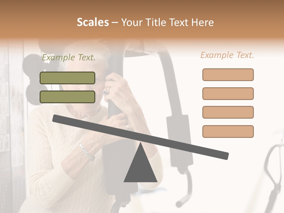 Senior Woman With Fitness Machine Over White Background. Shallow Dof. PowerPoint Template