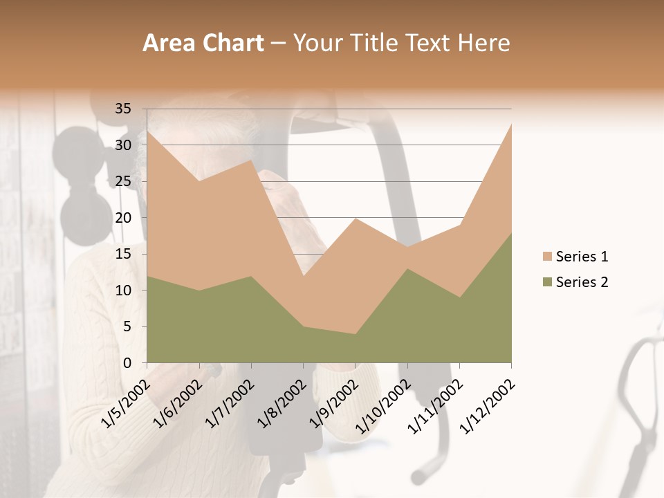 Senior Woman With Fitness Machine Over White Background. Shallow Dof. PowerPoint Template