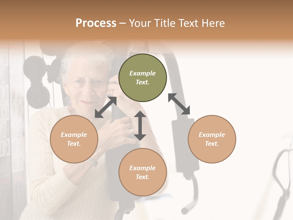 Senior Woman With Fitness Machine Over White Background. Shallow Dof. PowerPoint Template