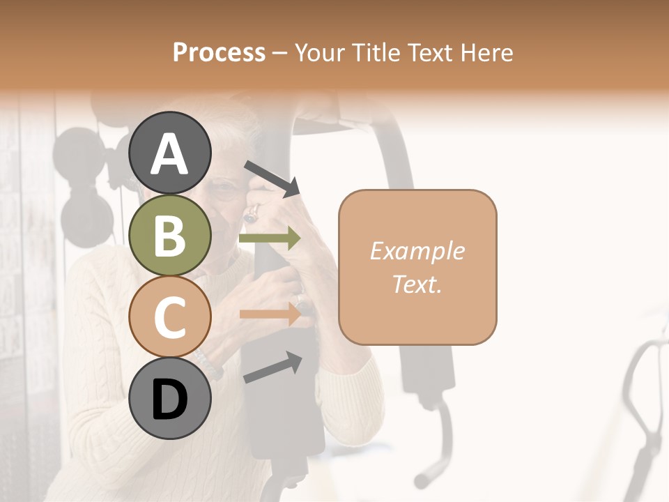 Senior Woman With Fitness Machine Over White Background. Shallow Dof. PowerPoint Template