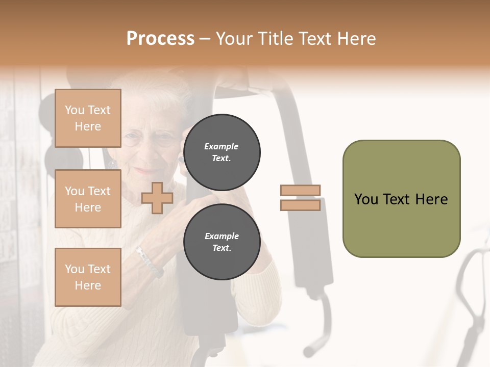 Senior Woman With Fitness Machine Over White Background. Shallow Dof. PowerPoint Template
