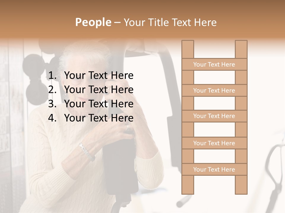 Senior Woman With Fitness Machine Over White Background. Shallow Dof. PowerPoint Template