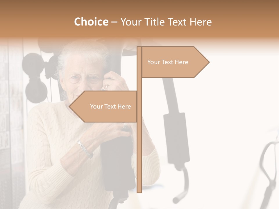 Senior Woman With Fitness Machine Over White Background. Shallow Dof. PowerPoint Template