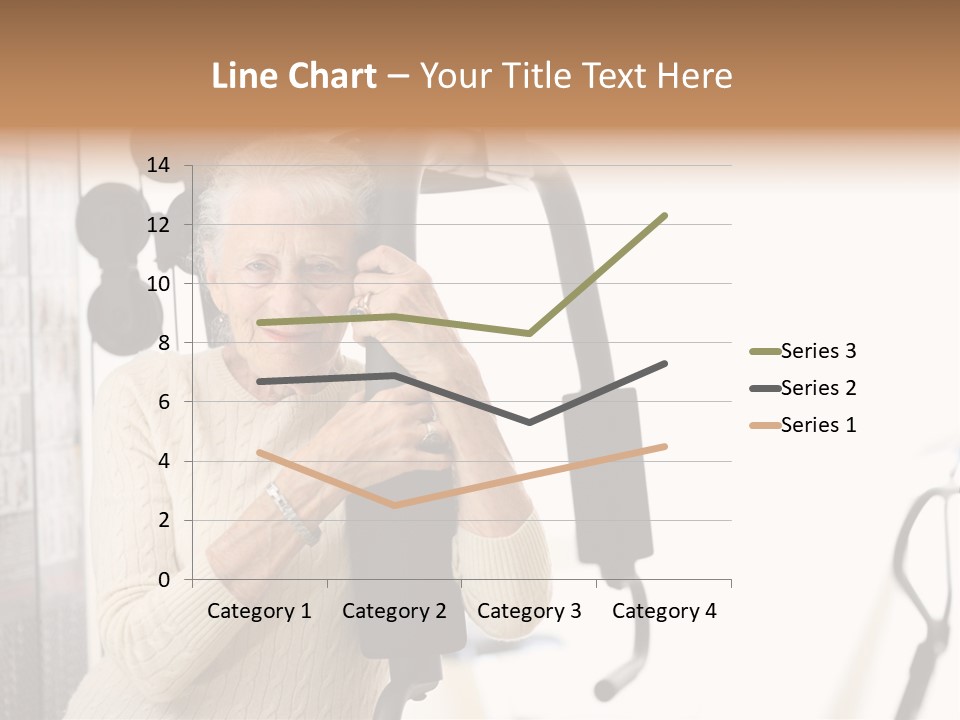 Senior Woman With Fitness Machine Over White Background. Shallow Dof. PowerPoint Template