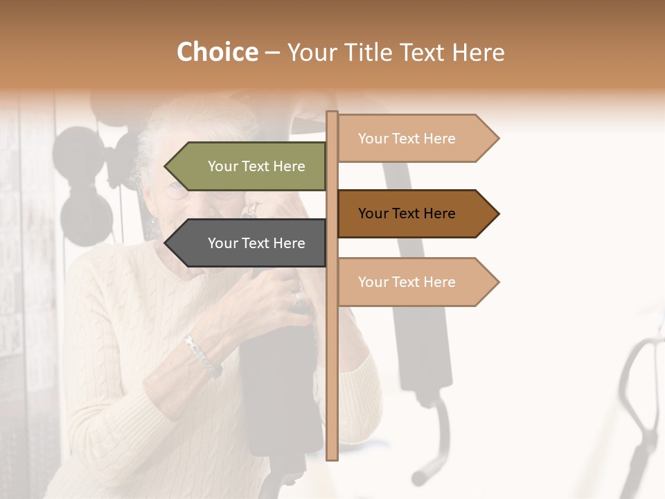 Senior Woman With Fitness Machine Over White Background. Shallow Dof. PowerPoint Template