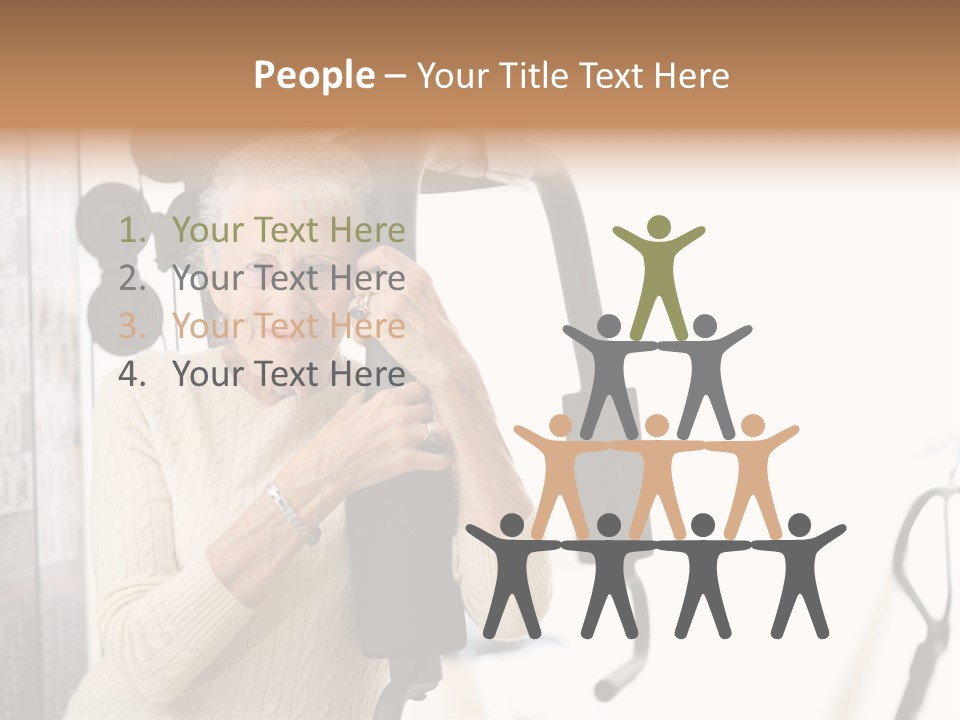 Senior Woman With Fitness Machine Over White Background. Shallow Dof. PowerPoint Template