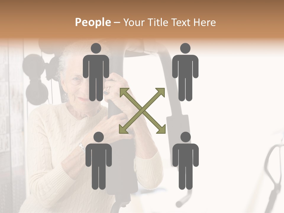 Senior Woman With Fitness Machine Over White Background. Shallow Dof. PowerPoint Template