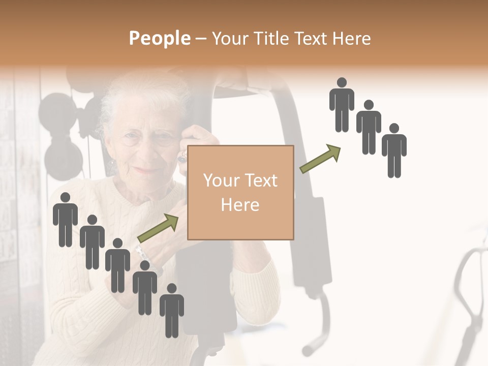 Senior Woman With Fitness Machine Over White Background. Shallow Dof. PowerPoint Template