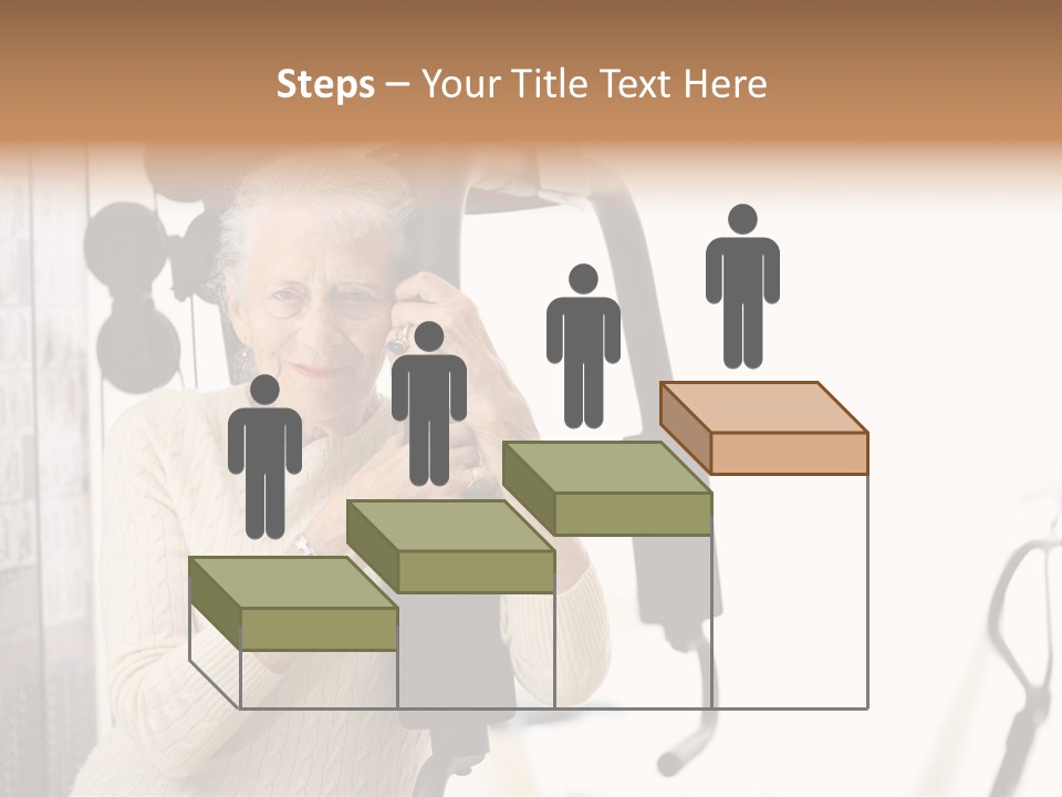 Senior Woman With Fitness Machine Over White Background. Shallow Dof. PowerPoint Template