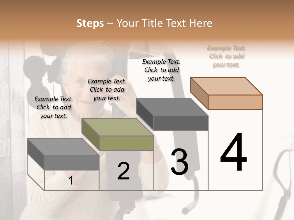 Senior Woman With Fitness Machine Over White Background. Shallow Dof. PowerPoint Template