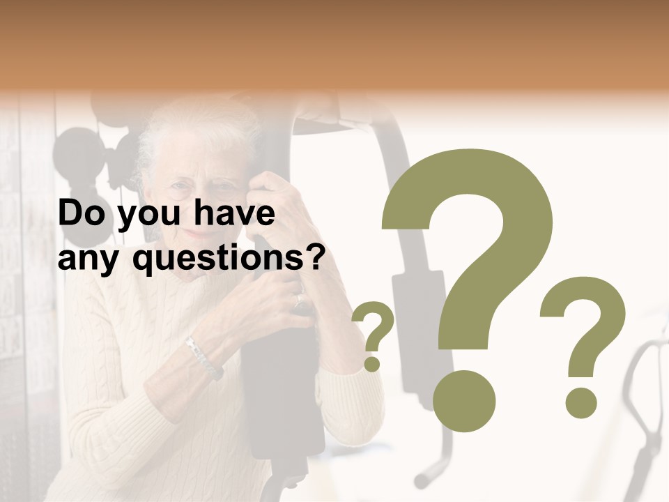 Senior Woman With Fitness Machine Over White Background. Shallow Dof. PowerPoint Template