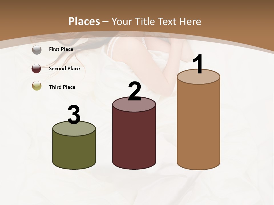 Above View Of Sleeping Woman Under White Satin Sheet PowerPoint Template