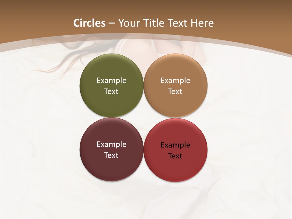 Above View Of Sleeping Woman Under White Satin Sheet PowerPoint Template