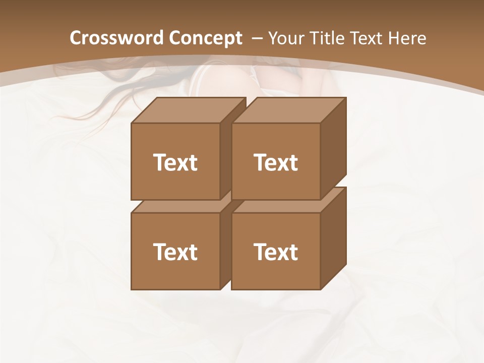 Above View Of Sleeping Woman Under White Satin Sheet PowerPoint Template