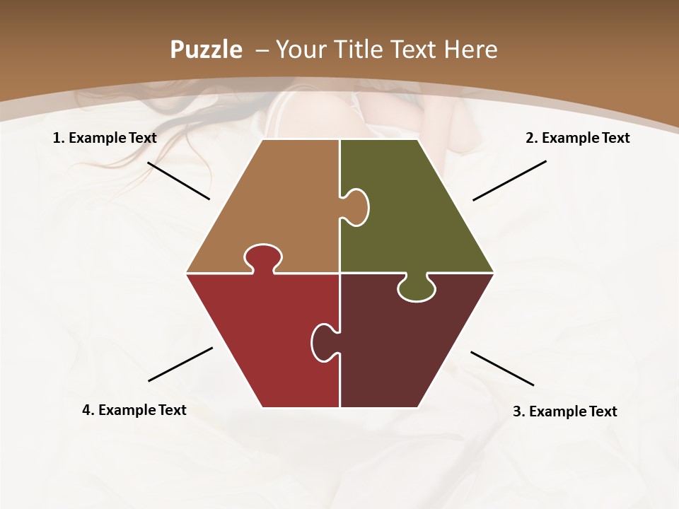 Above View Of Sleeping Woman Under White Satin Sheet PowerPoint Template