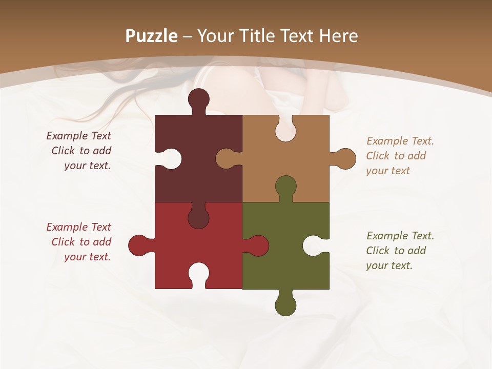 Above View Of Sleeping Woman Under White Satin Sheet PowerPoint Template