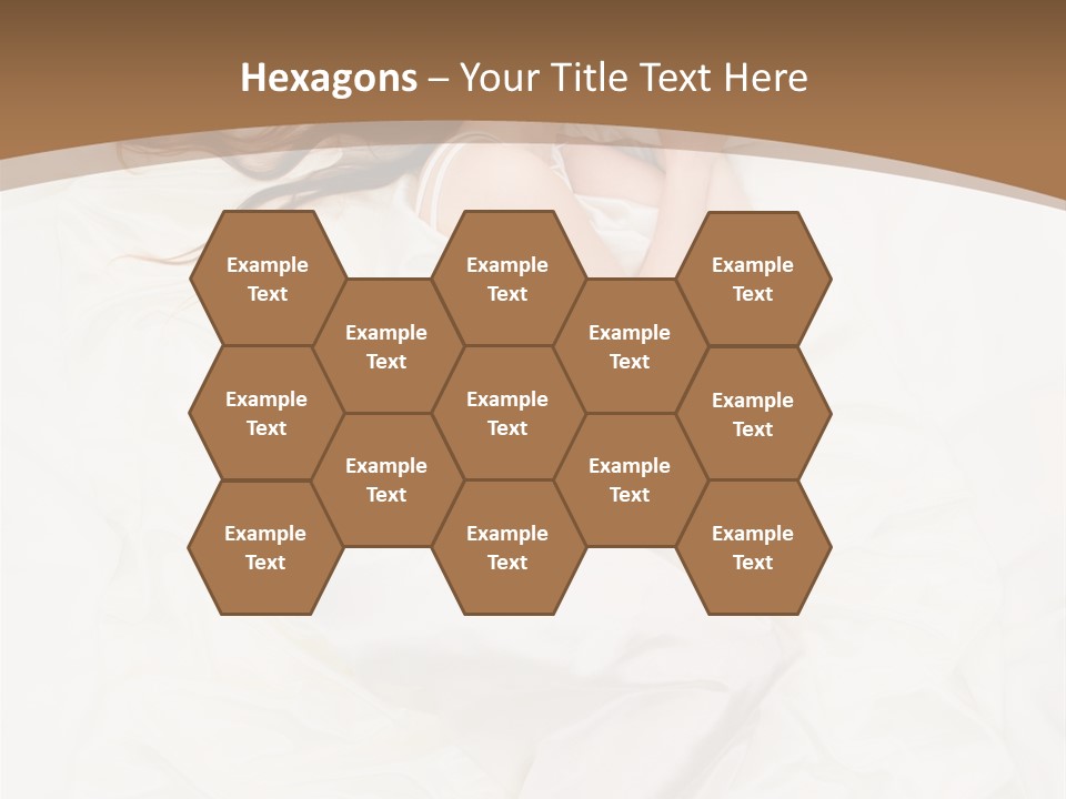 Above View Of Sleeping Woman Under White Satin Sheet PowerPoint Template