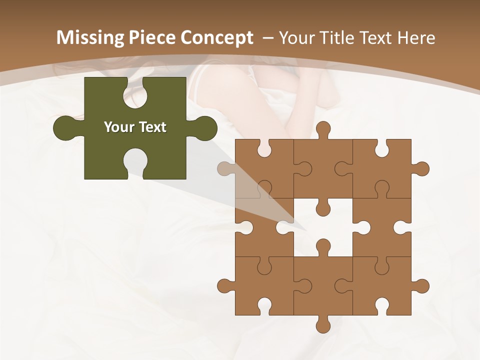 Above View Of Sleeping Woman Under White Satin Sheet PowerPoint Template