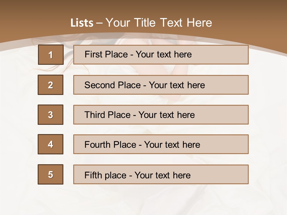 Above View Of Sleeping Woman Under White Satin Sheet PowerPoint Template