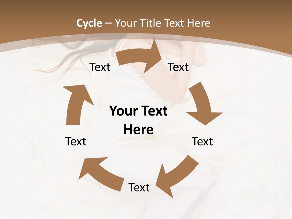 Above View Of Sleeping Woman Under White Satin Sheet PowerPoint Template